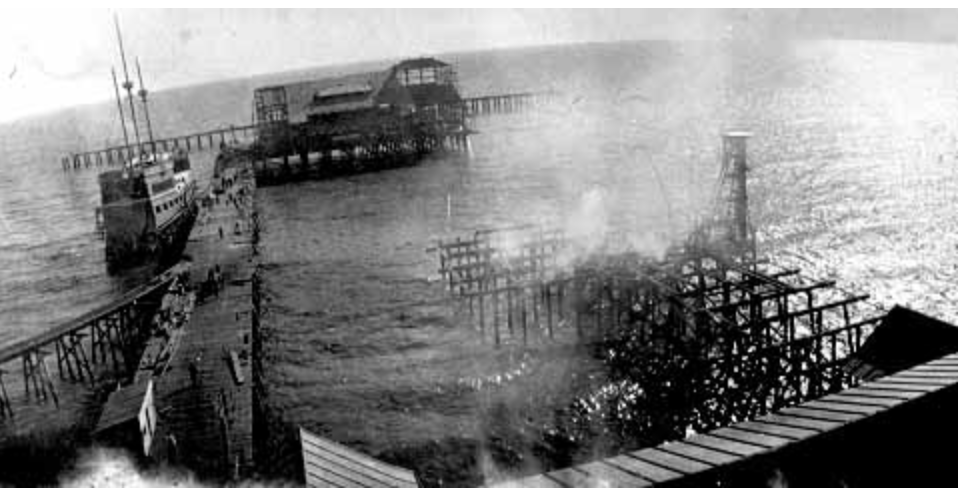 Construction of the Abbot Kinney Pier at the foot of Windward Avenue. - June 1905